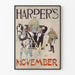 Vintage Harper's November poster with carriage and white horse