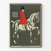 Vintage poster van paard en ruiter in rode jas
