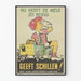 Vintage poster of a child drinking milk with a wooden toy car