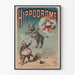 Vintage poster hippodroom: acrobatische ezel en circusartiest