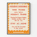 Vintage poster warning about war trains before holiday trains