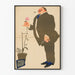 Vintage kunstposter van een man in pak die een bloem vasthoudt