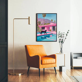 Tableau Panthère Noire et Villa Rose - Évasion Moderne