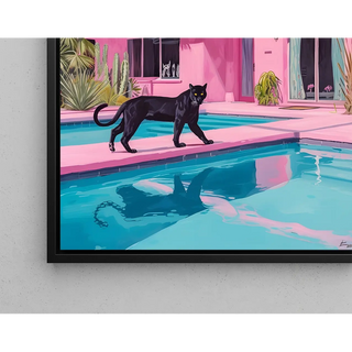 Tableau Panthère Noire et Villa Rose - Évasion Moderne