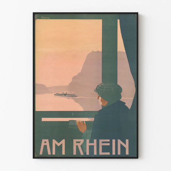 Vintage poster muurdecoratie Am Rhein 1897