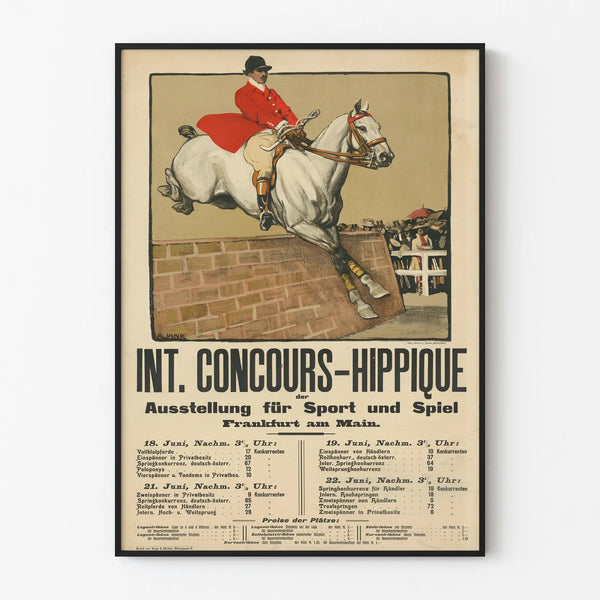 Internationale hippische wedstrijdposter - Vintage muurschildering met paardensportdecoratie
