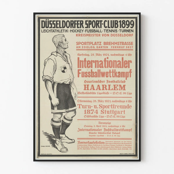Vintage poster van de internationale voetbalwedstrijd Sportplatz Ruhrort