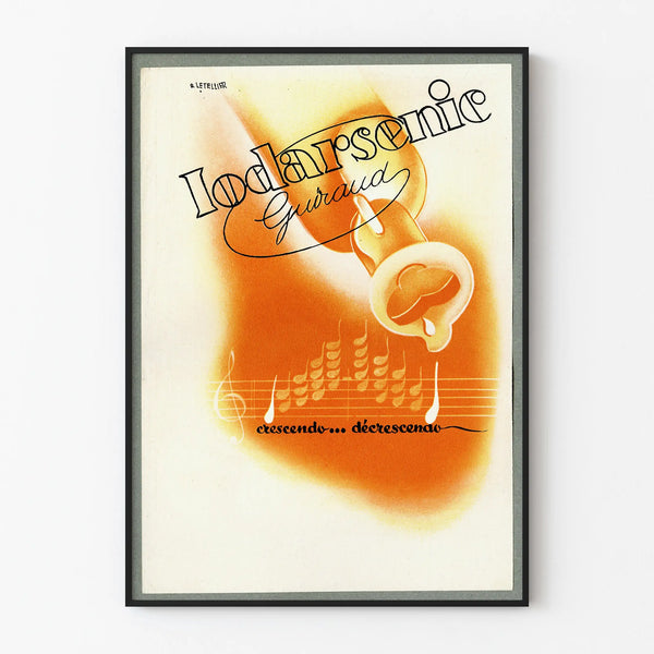 Vintage artistieke poster Iodarsenic met muzikale esthetiek