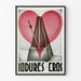 Vintageposter Iodures Cros met microfoon en rood hart