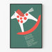 Decoratieve poster met minimalistisch ontwerp van schommelpaard
