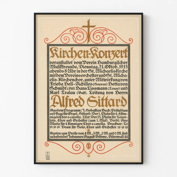 Vintage church concert poster 1913 classic wall decoration