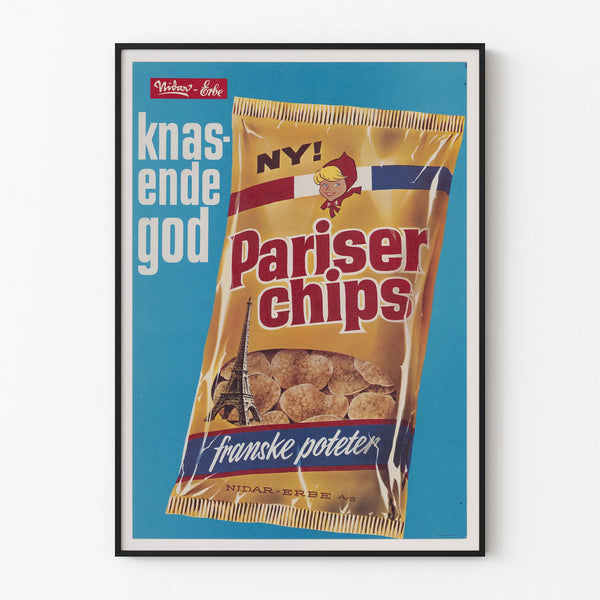 Vintage poster Pariser Chips - Retro muurdecoratie snack