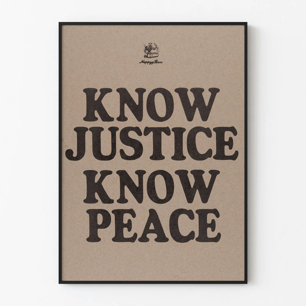 Poster muurdecoratie Know Justice Know Peace in vintage typografie
