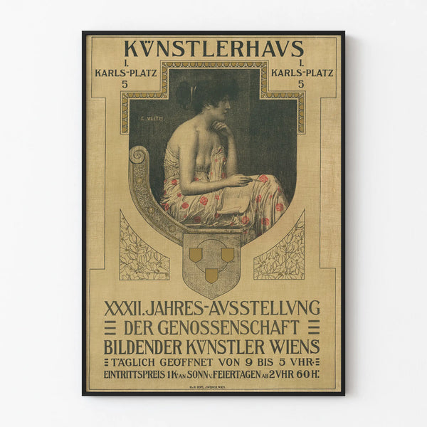 Vintage artistieke poster voor jaarlijkse tentoonstelling van Weners kunstenaars