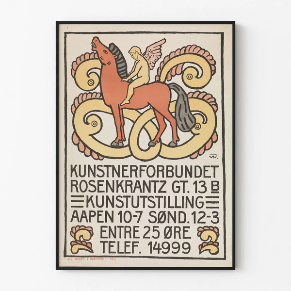 Vintage kunstposter voor tentoonstelling Kunstnerforbundet