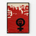 Decoratieve feministische poster Kvinnefronten rood en zwart