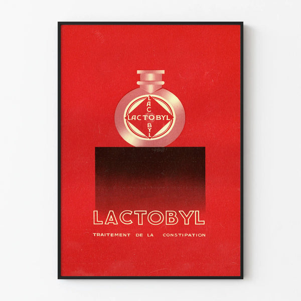 Vintage poster Lactobyl - Retro muurdecoratie in rood en zwart