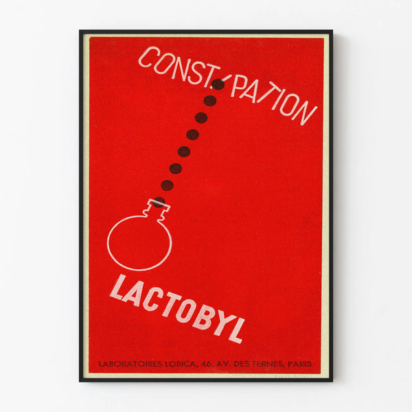 Vintage reclameposter Lactobyl - Rode en grafische muurdecoratie