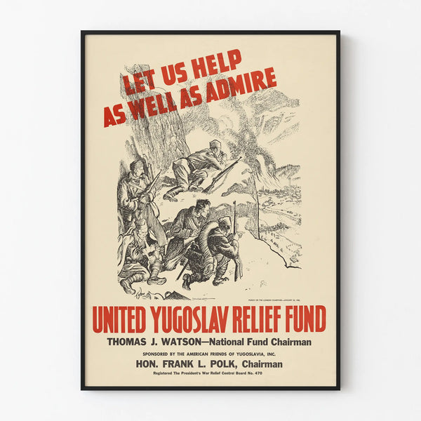 Vintage poster of the United Yugoslav Relief Fund - Historic wall decoration