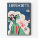 Vintage poster Lippincott's juli met vrouw en vuurwerk