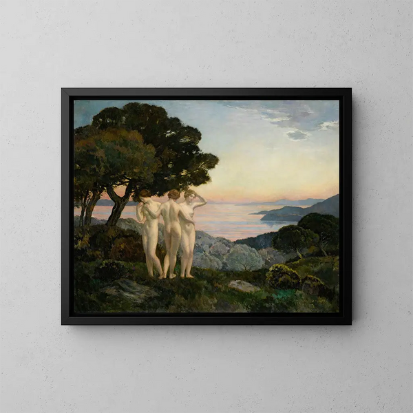 De drie graces - Émile-René Ménard — ingelijst kunstwerk aan de muur
