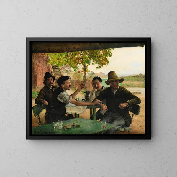 De politieke discussie - Émile Friant — ingelijst kunstwerk aan de muur
