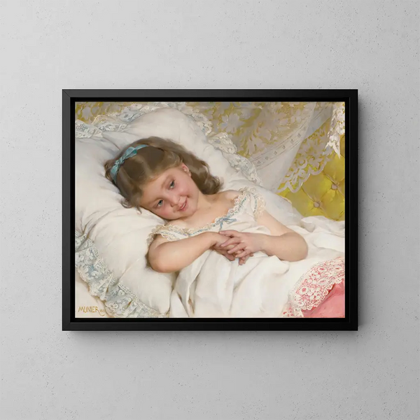 Meisje rustend - Émile Munier — ingelijst kunstwerk aan de muur