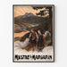 Vintage poster Mustad's Margarine landscape and couple in traditional costumes