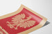 Polish patriotic poster with crowned eagle and historical text