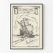 Vintage wenskaart poster 1938 oude boot op zee Artem Legrand