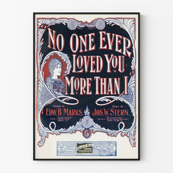 Vintage Poster No One Ever Loved You More Than I - Retro Wanddecoratie