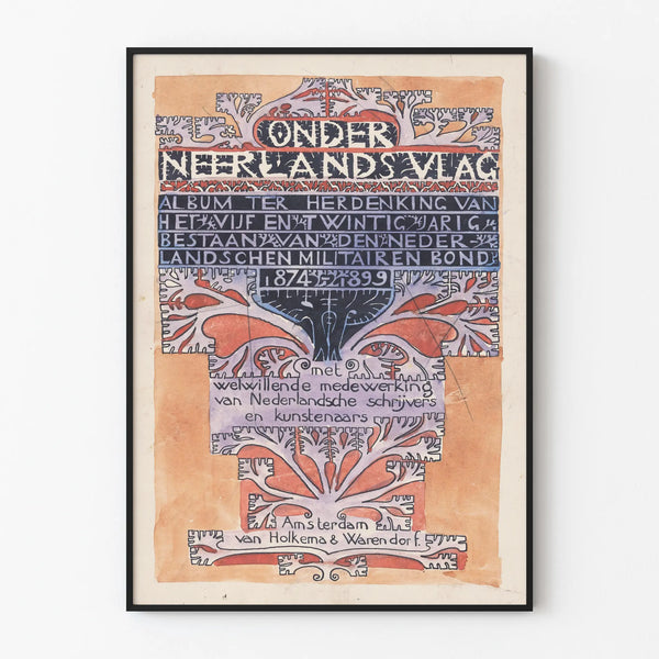 Vintage herdenkingsposter Onder Neerlands Vlag - Historische wanddecoratie