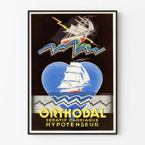 Vintage poster Orthodal - Retro wanddecoratie schip en hart