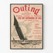 Vintage poster van zomerse uitgave met zeilboot en buitenactiviteiten