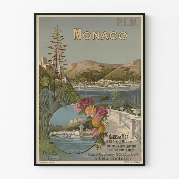 Vintage muurdecoratie poster Monaco Bains de Mer