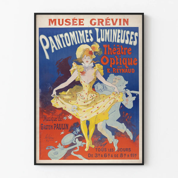 Vintage poster van lumineuze pantomimes Musée Grévin Théâtre Optique