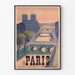 Vintage poster van Parijs met landschap en bruggen over de Seine