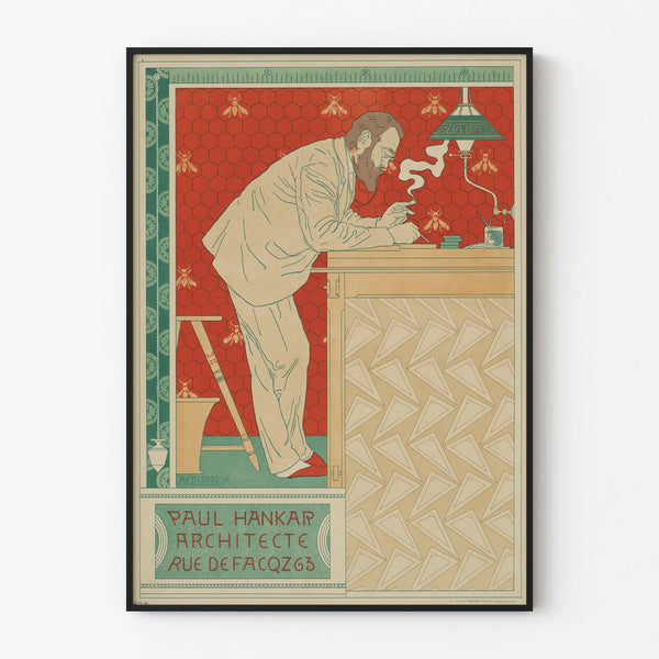 Vintage poster van Paul Hankar architect door A. Crespin