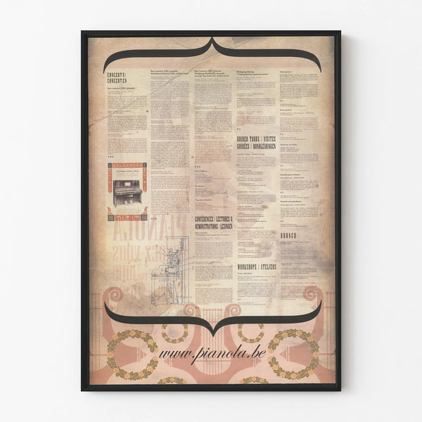 Vintage poster van Pianola concerten en evenementen
