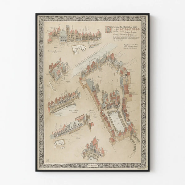Poster Oud-Holland oude kaart voor vintage wanddecoratie