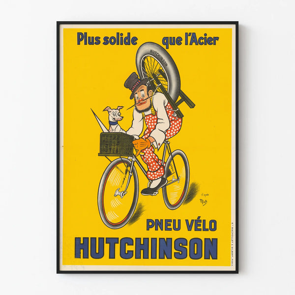 Vintage Poster Pneu Vélo Hutchinson Steviger dan Staal