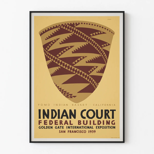 Vintage poster van de Pomo-indiaanse mand - Internationale tentoonstelling San Francisco 1939