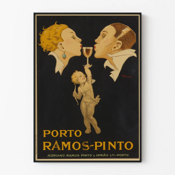 Vintage poster Porto Ramos-Pinto met Cupido en elegante portretten