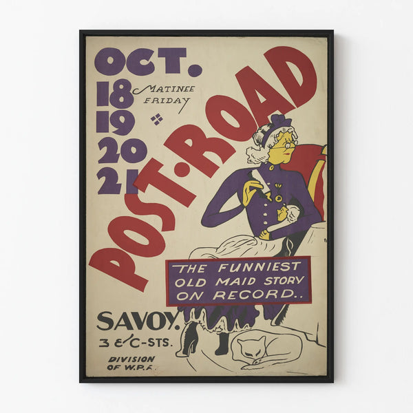 Vintage poster Post Road voor retro wanddecoratie