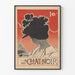 Vintage poster of Le Chat Noir with a feminine silhouette and a floral hat