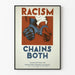 Poster tegen racisme met gebonden vuisten