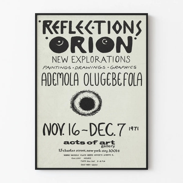 Tentoonstellingsposter Reflections Orion van Ademola Olugebefola