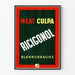 Vintage typografische poster Meat Culpa Ricigonol