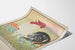 Decoratief poster van de Frans-Japanse Vereniging van Parijs met haan en Mount Fuji