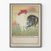 Decoratief poster van de Frans-Japanse Vereniging van Parijs met haan en Mount Fuji